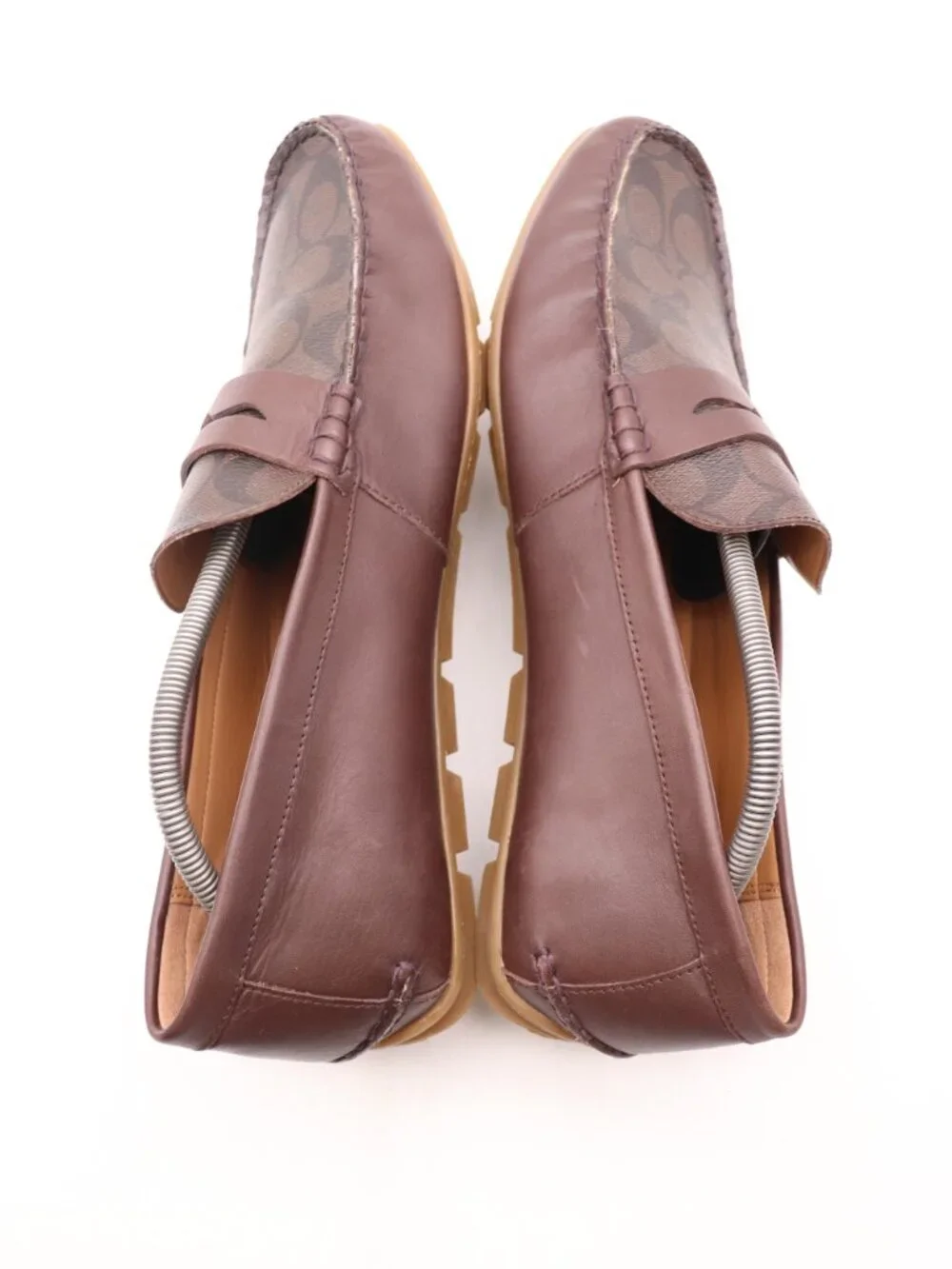 Coach Mott Driver Signature PVC Men's Size 13 D Brown Leather Slip On Loafers